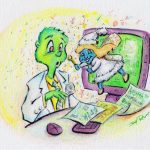 Illustration of healthcare Grinch working